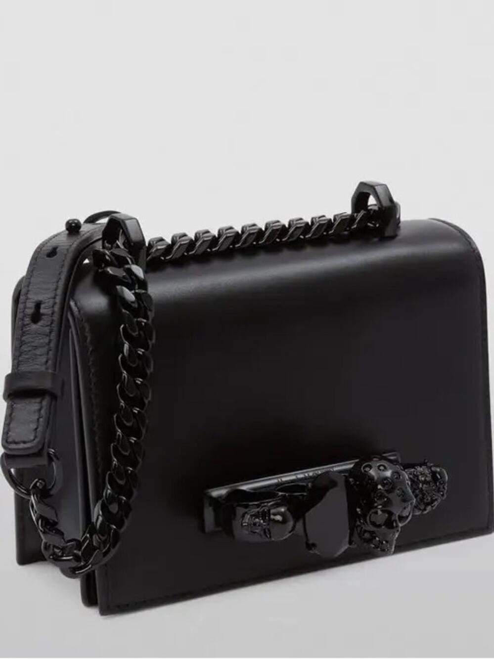 ALEXANDER MCQUEEN Mini Jewelled Satchel Leather Bag black $2390